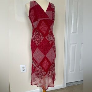 Vintage Y2K red paisley midi dress